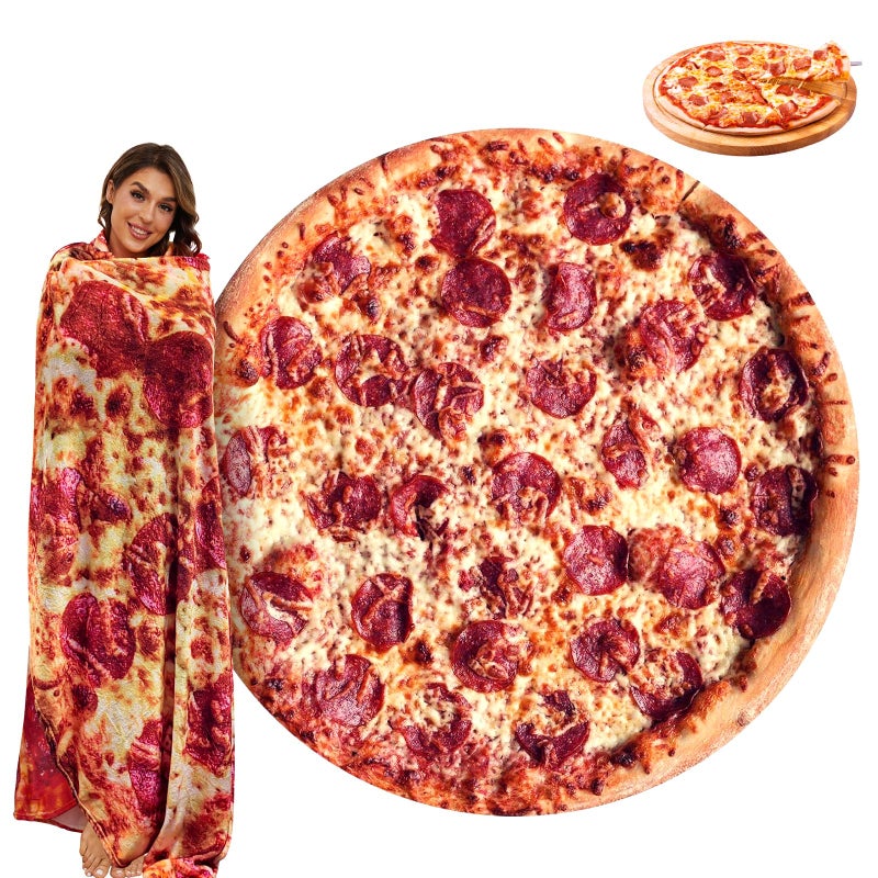 Outivity Pizza Blanket Adult Size 71 Inches, Funny Gifts for Girlfriend Boyfriend, Pepperoni Pizza Blanket, Novelty Food Blankets Oversized, Birthday Gifts for Her Him - Image 1